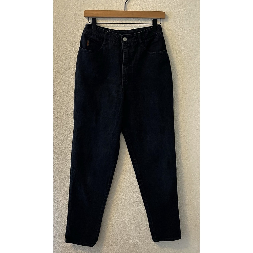 Vintage Ivy Brown Jeans Women's 10 High Waist Tapered Leg Black Denim Casual
